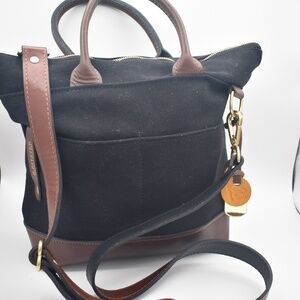 R. RIVETER Otto Tote Black Canvas + Brown Leather EUC